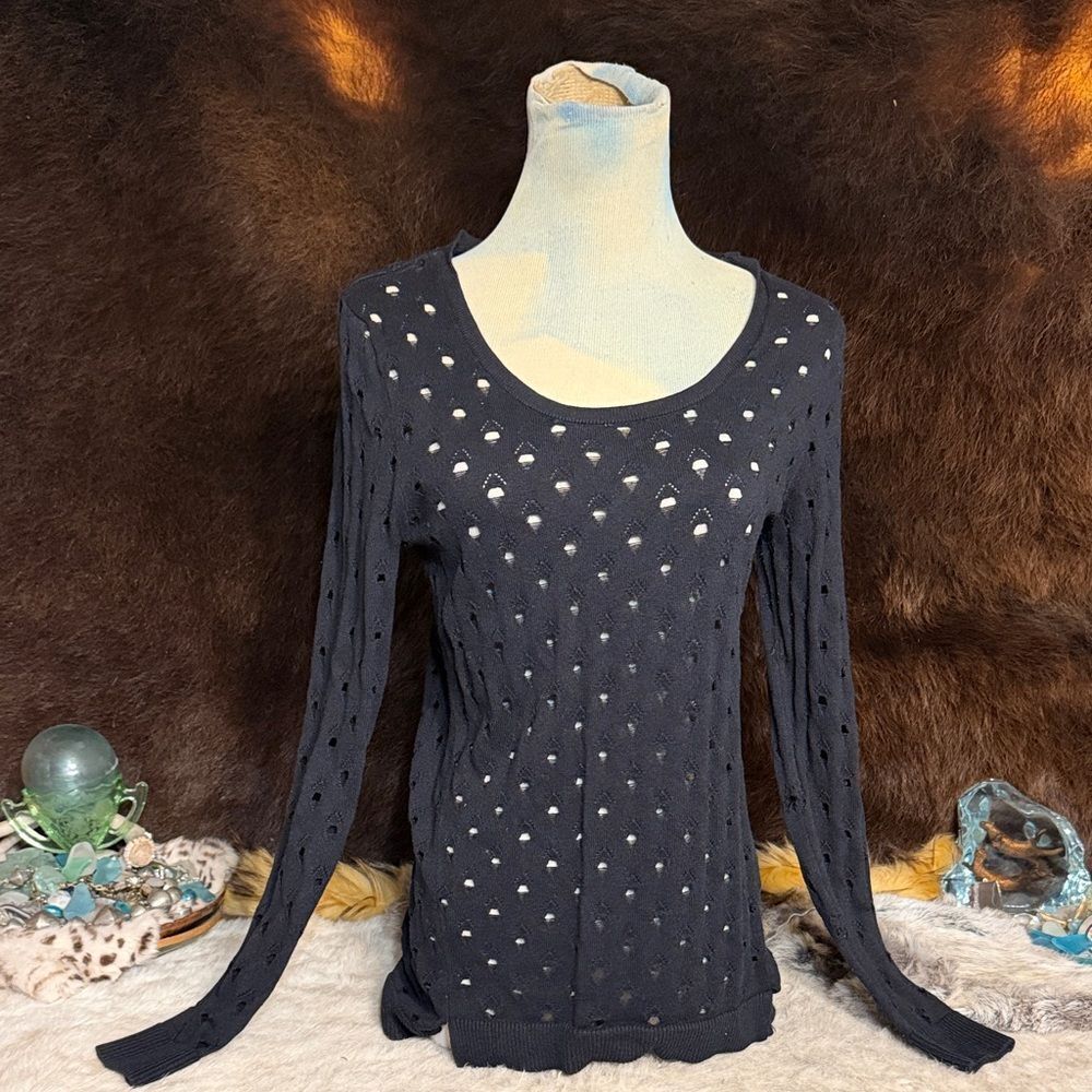 Elegant Black Knit Women's Top XS (5050)